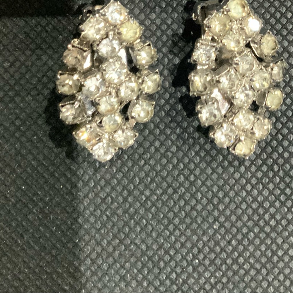 Antique rhinestone clip earrings